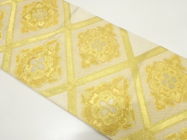 JAPANESE KIMONO / ANTIQUE FUKURO OBI / FLORAL PATTERN WOVEN THE SASH (